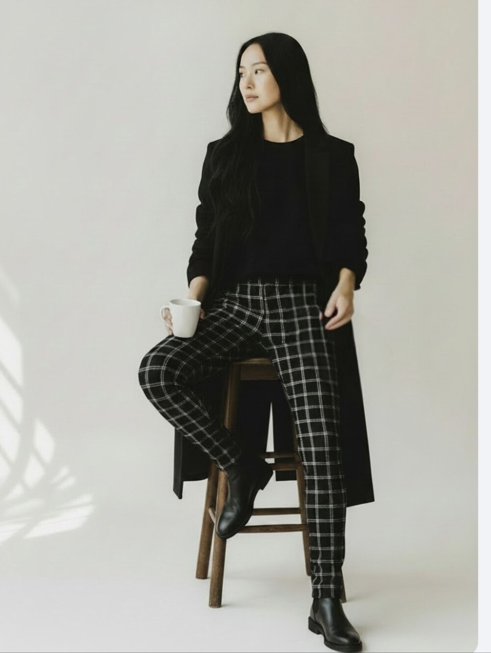 LuLaRoe Black Plaid High-Waist Leggings